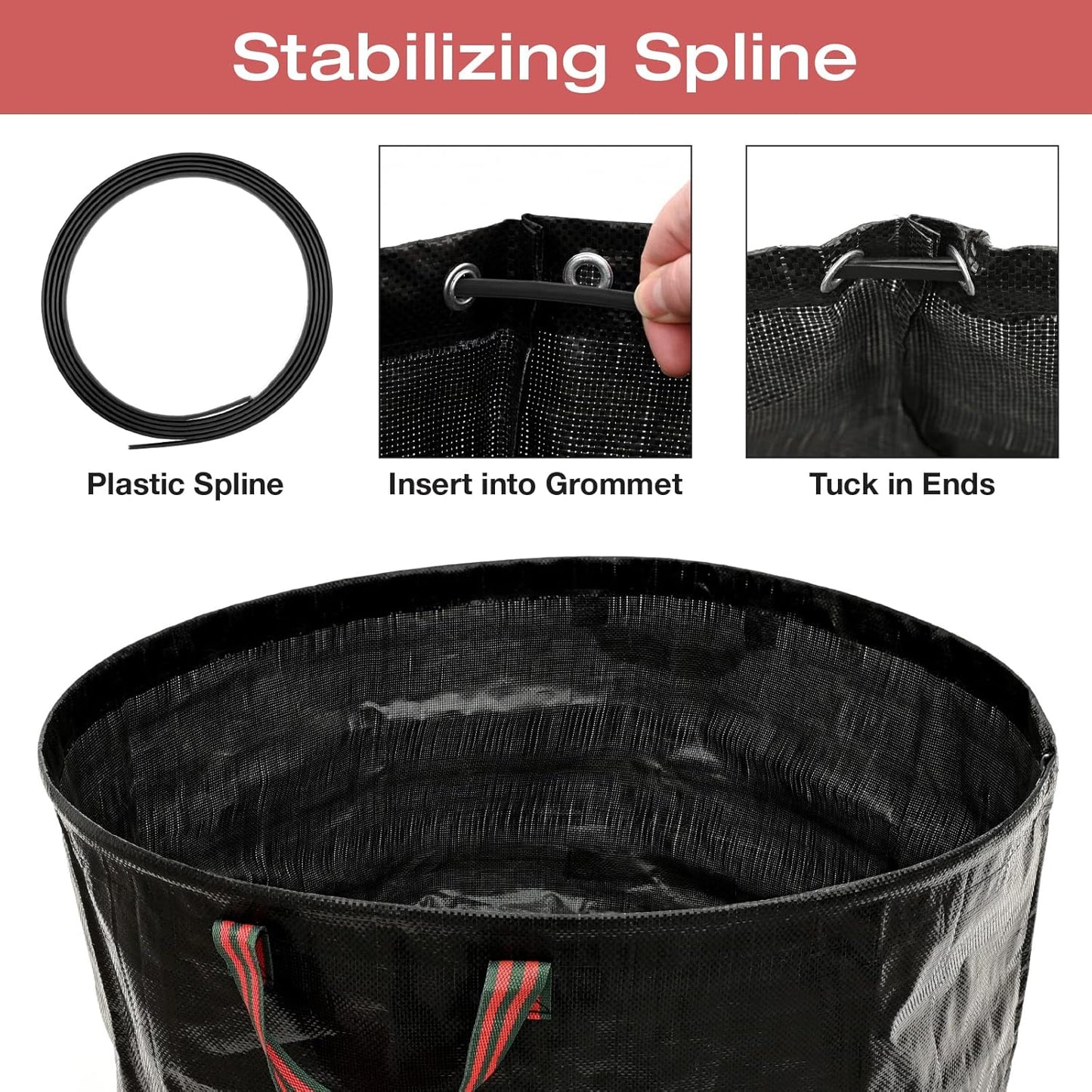 Excello 4-Pack 72 and 63 Gallon Reusable Heavy Duty Gardening Waste Bag Set with Gloves (Black)
