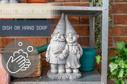 NAT & JULES Gnome 12 inch Resin Stone Garden Statue (Married Gnome Couple)