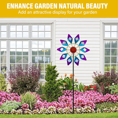 45" Sunglasses Garden Wind Spinners for Yard, Special 9pcs Mirrors Kinetic Wind Spinner Outdoor Decor, Wind Sculpture Yard Art Decorations for Patio, Lawn & Garden
