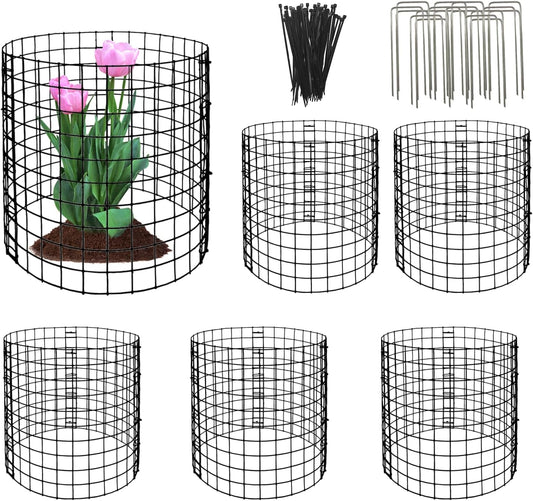 Eunika 18 Pcs Round Plant Protector from Animals, 6 Pack 12" x 12" Metal Mesh to Keep Animals Out