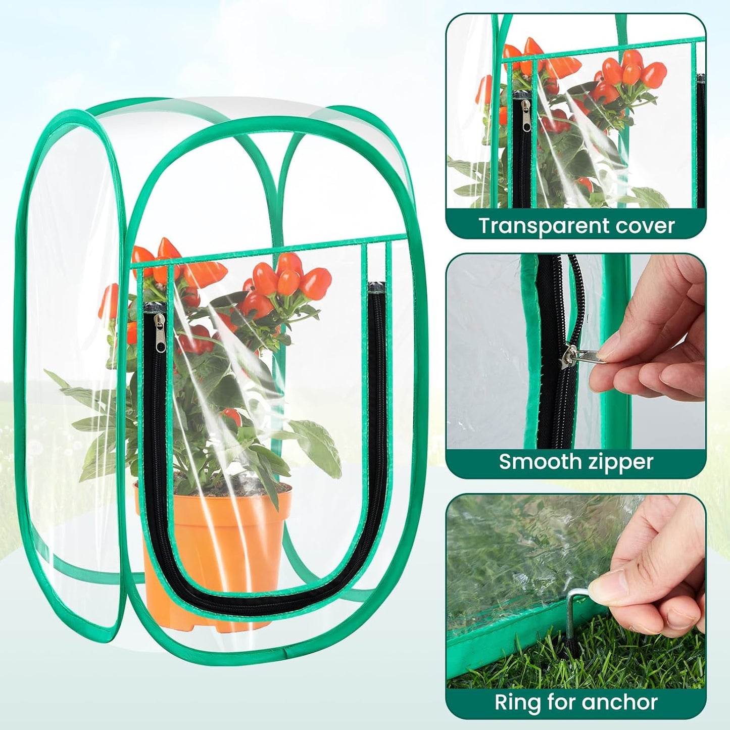 Nuanchu Pop up Mini Greenhouse Cover, PVC Clear Small Greenhouse with Nails 12" x 12" x 20" Inch Portable Plant Flowers Sunshine Tent Room for Indoor Outdoor Gardening(2 Pack)