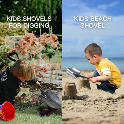 Small Short Handle Shovel - 28 Inches Overall Length - Kids Metal Sand Shovel for Digging and Gardening - Metal + Wooden