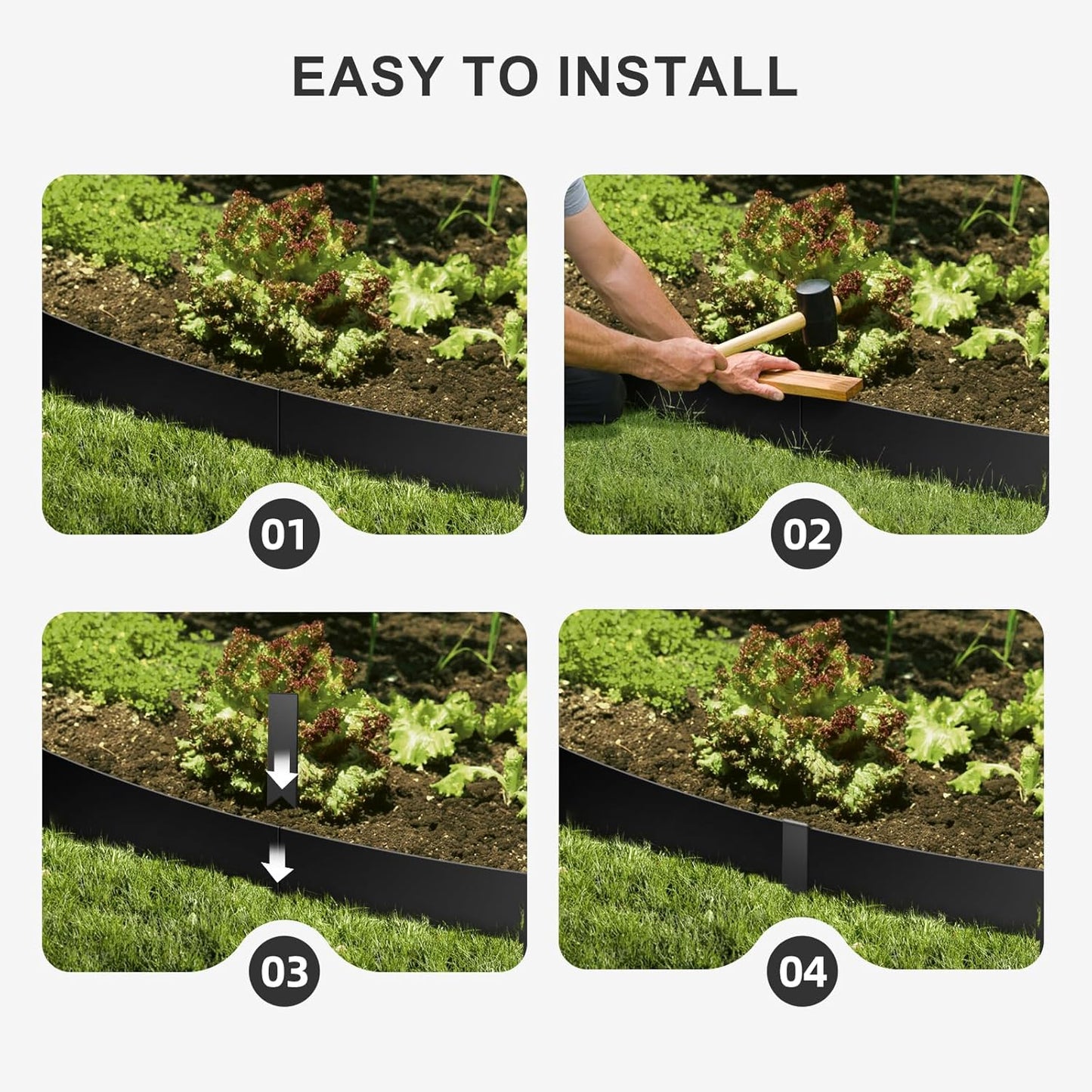 Landscape Edging - 39 Inch x 6 Inch Garden Border, 6PCS, Black Lawn Edge for Garden Yard