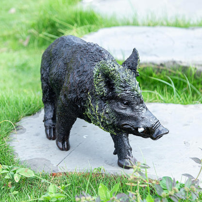 20.87 inch Wild Boar Statue Garden Decor. Durable Resin Outdoor Garden Sculpture and Yard Art Decoration. Suitable for Courtyard Lawns and Patios - Large Lifelike Animal Statue with Weather