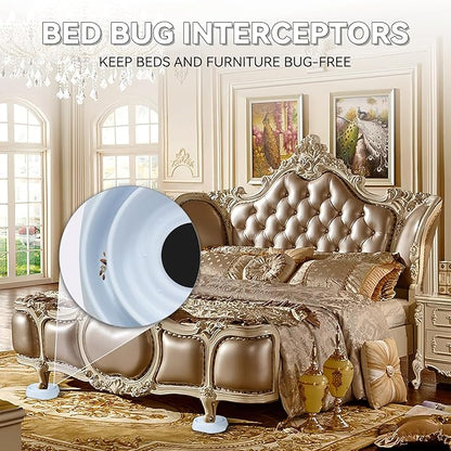 Bed Bug Interceptors Trap Detector | Bedbug Traps for Bed Legs with Anti Skid Pads (White -12 Pcs)