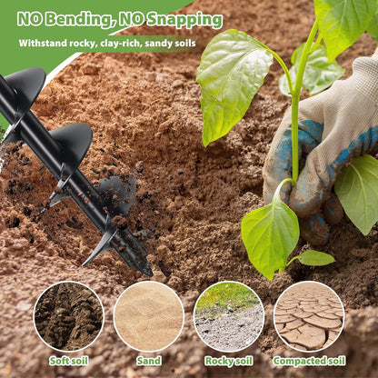 Post Hole Digger, Hand Auger Spiral Drill for Planting, 38 Inch Long Post Hole Digger Manual Earth Auger for Fence Posts, Sand, Bulb, Seedlings, Tree, Mail Box, Non Slip T Handle