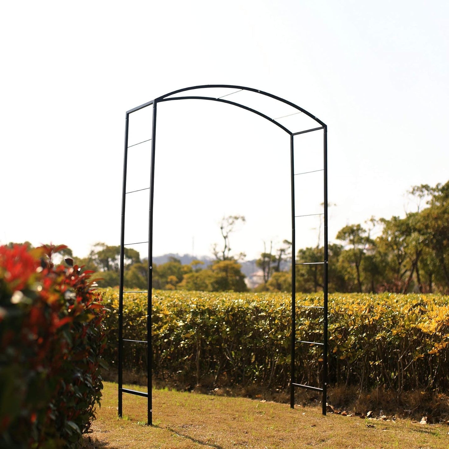 Steel Garden Arch, 7'2" High x 4'7" Wide, Garden Arbor for Various Climbing Plant, Outdoor Garden Lawn Backyard