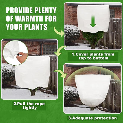 NNG 5PCS Winter Plant Covers Freeze Protection 47.2x47.2Inch Frost Blanket Shrub Covers with Zipper Drawstring Plant Protector Shrub Jacket Winter Tree Cover for Outdoor Plants, Shrub Potted Plants