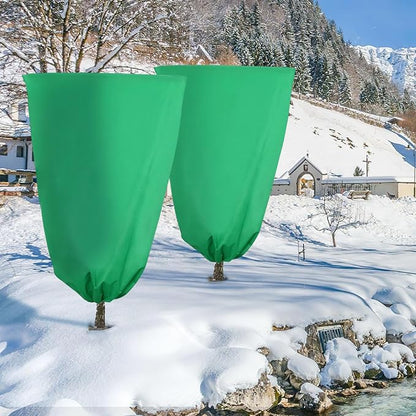 Ideal Swan 4 Pack Plant Covers Freeze Protection for Winter, Winter Plant Cover with Zipper Drawstring Frost Cloths for Outdoor Plants, Winter Tree Covers Freeze Protection (23.6" x 31.5",Green)