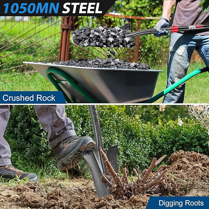 Drain Spade Shovel Trenching Spade Shovel Transplanting Spade Narrow Shovel Serrated Shovel for Digging, 44 inches