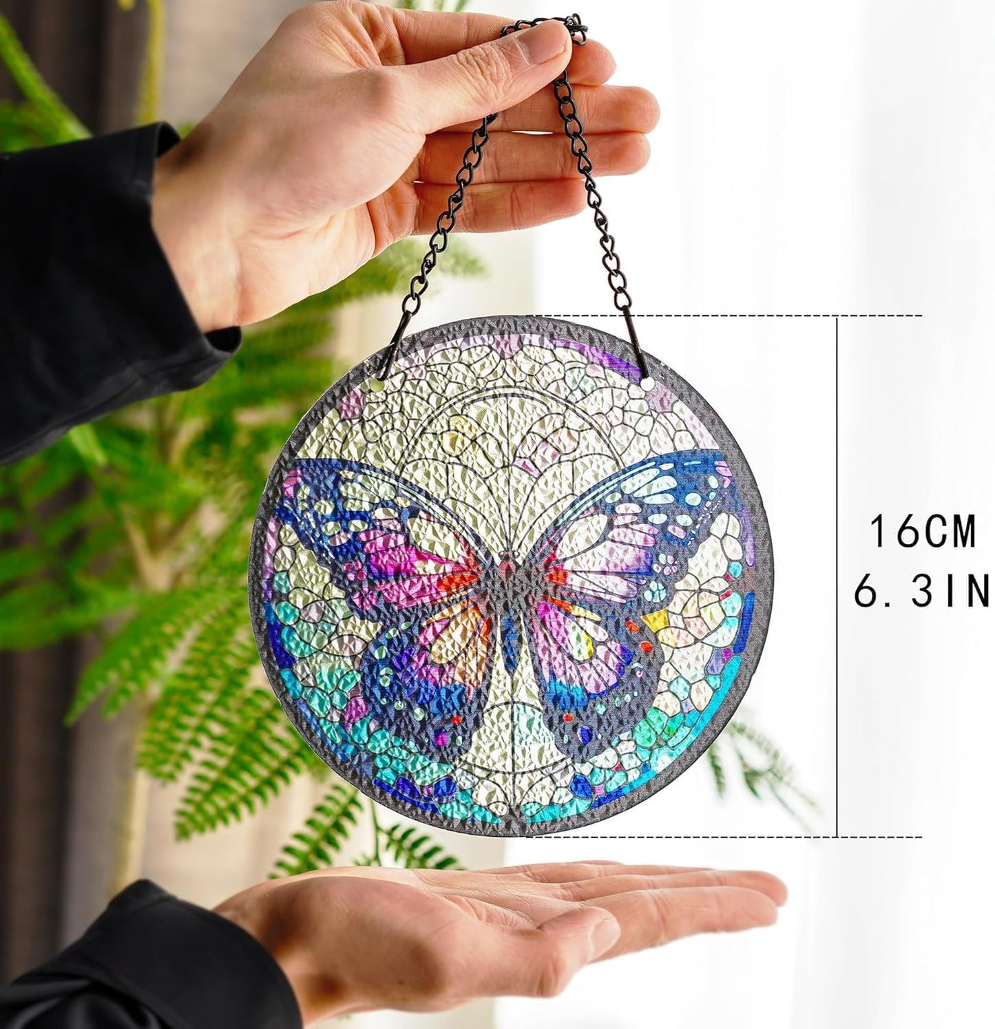 kanpura Sun Catchers Indoor Window Butterfly Stained Glass Suncatcher Window Hanging Decoration for Living Room Bedroom Home Balcony Decoration (6.3 Inch)