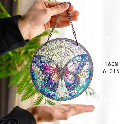 kanpura Sun Catchers Indoor Window Butterfly Stained Glass Suncatcher Window Hanging Decoration for Living Room Bedroom Home Balcony Decoration (6.3 Inch)