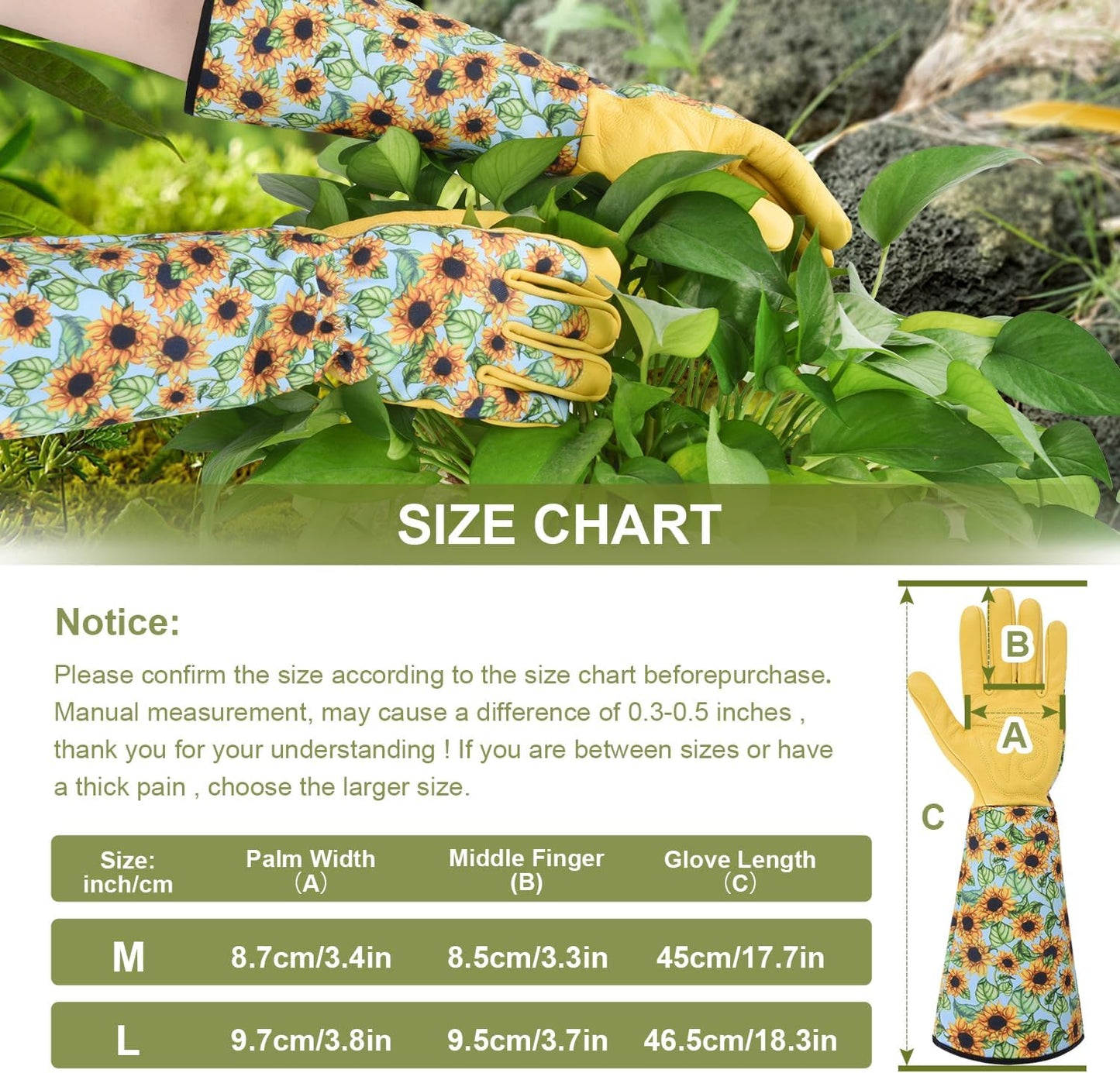 Long Gardening Gloves for Women Thorn Proof,Rose Pruning Cowhide Leather Garden Gloves for Cactus, Rose and Blackberry