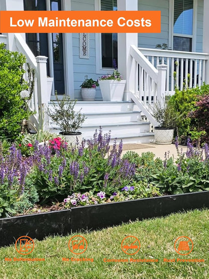Vinci Landscape Edging Border, 40" L x 4" H 3Pack 10FT Total Black Galvanized Steel Garden Edging with Spikes, Sturdy Elegant Metal Lawn Broder for Flower Beds, Pathways, Paver Edges and Yard