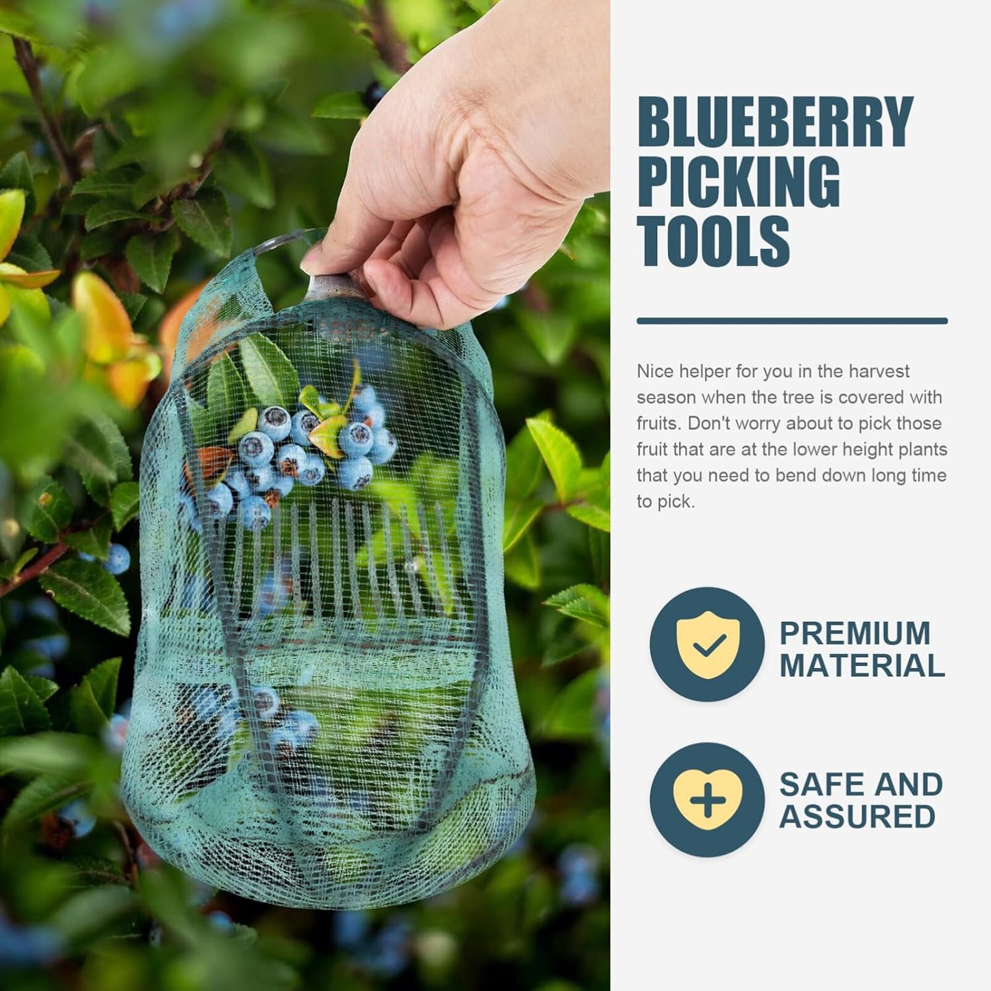 Tofficu Ergonomic Blueberry Picker with Steel Comb and Handle, Lightweight Fruit Harvesting Tool for Berries and Small Fruits, Ideal for Outdoor Garden Use