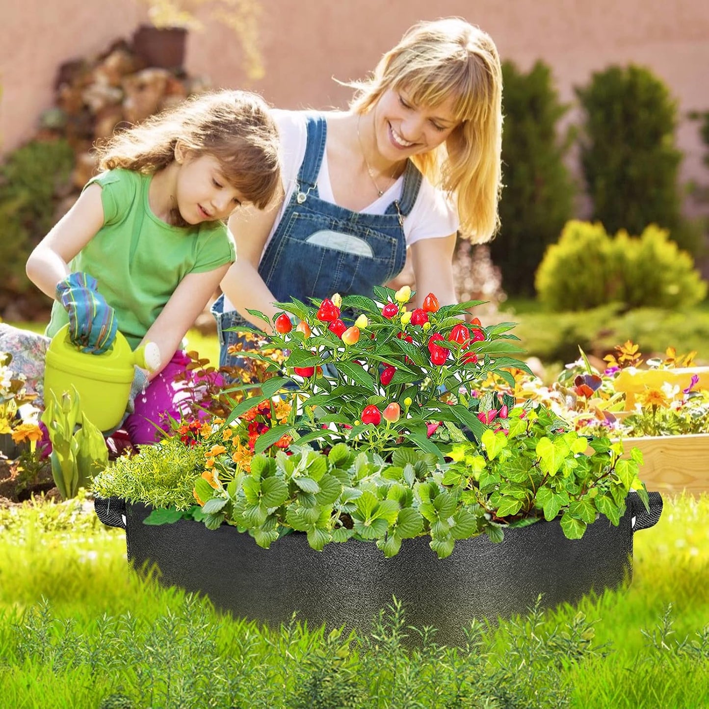 50 Gallon Plant Grow Bags, Large Fabric Raised Garden Bed with Handles, Durable Garden Beds Planters Aeration Gardening Container to Grow Vegetables for Outdoor Plants
