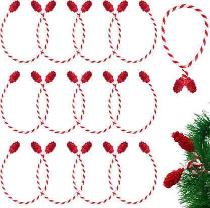 Shappy 12 Pieces Christmas Garland Banister Ties Christmas Decorative Reusable and Flexible Twist Ties for Garland, Banister Home Decoration (Red White)
