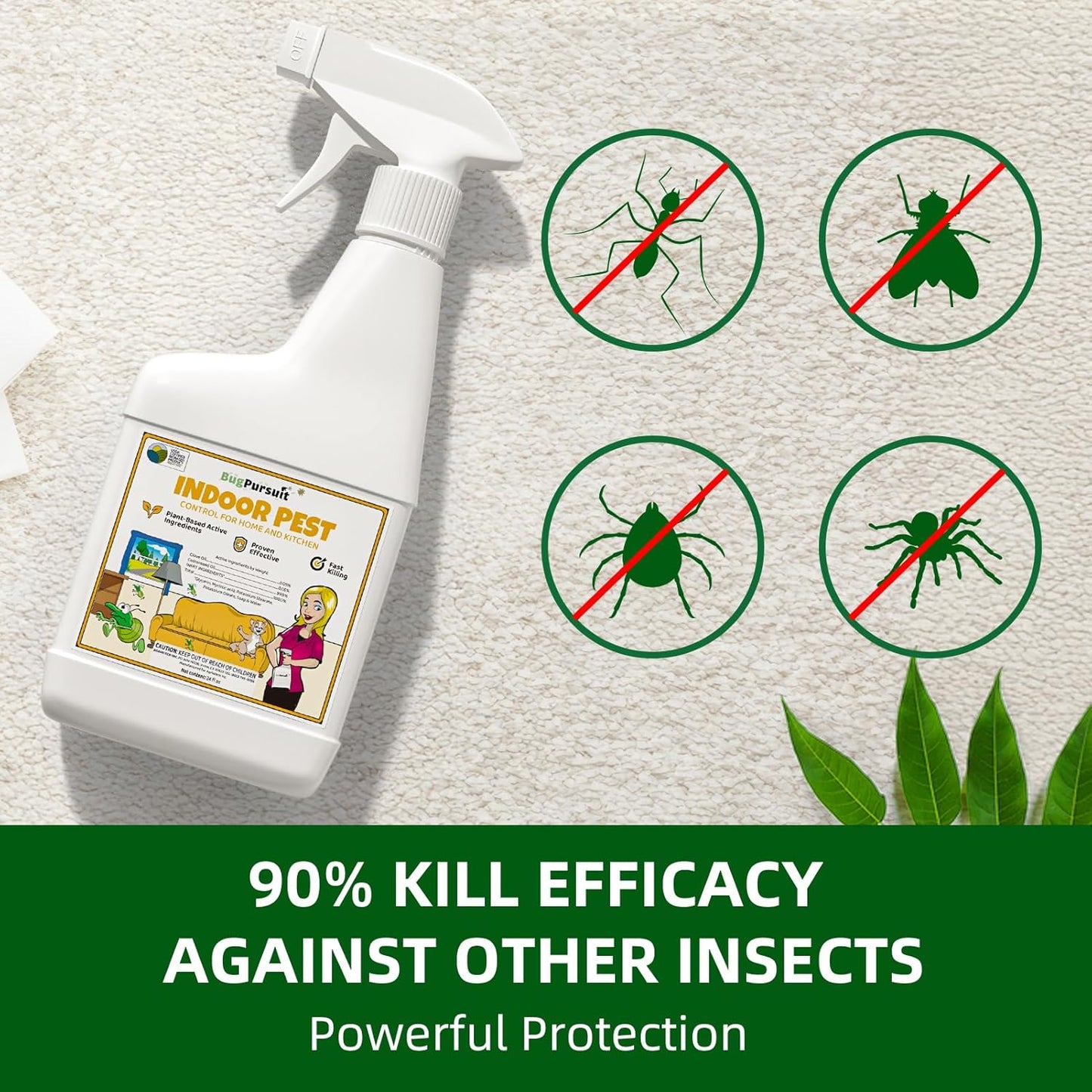 Bed Bug Spray 24 Oz, Carpet Beetle Killer, Indoor & Outdoor Bug Control for Mite, Ant, Spider and Flea, Plant Extract Based Non Toxic Bed Bug Killer, Child & Pet Safe