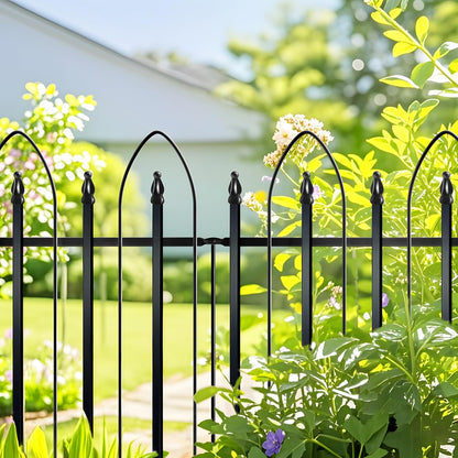 Garden Fence 24" H x 24" W (5 Panels, Total Length 10 feet), Metal Decorative Border Folding Fence, Landscape Fencing for Dog, Flower Bed, Yard, Animal Barrier