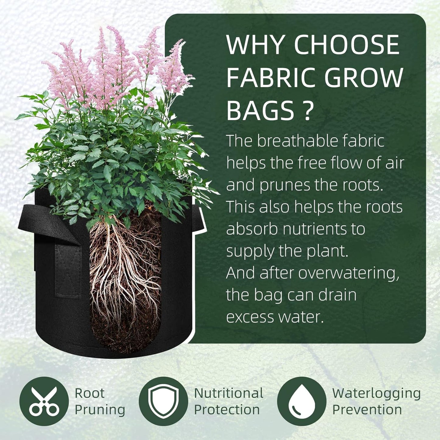 150-Pack 7 Gallon Grow Bags Bulk, Heavy Duty Thickened Nonwoven Fabric Pots with Handles, Felt Breathable Planter Bag, Garden Growing Bag for Vegetable Flower Plants Fruits, Black