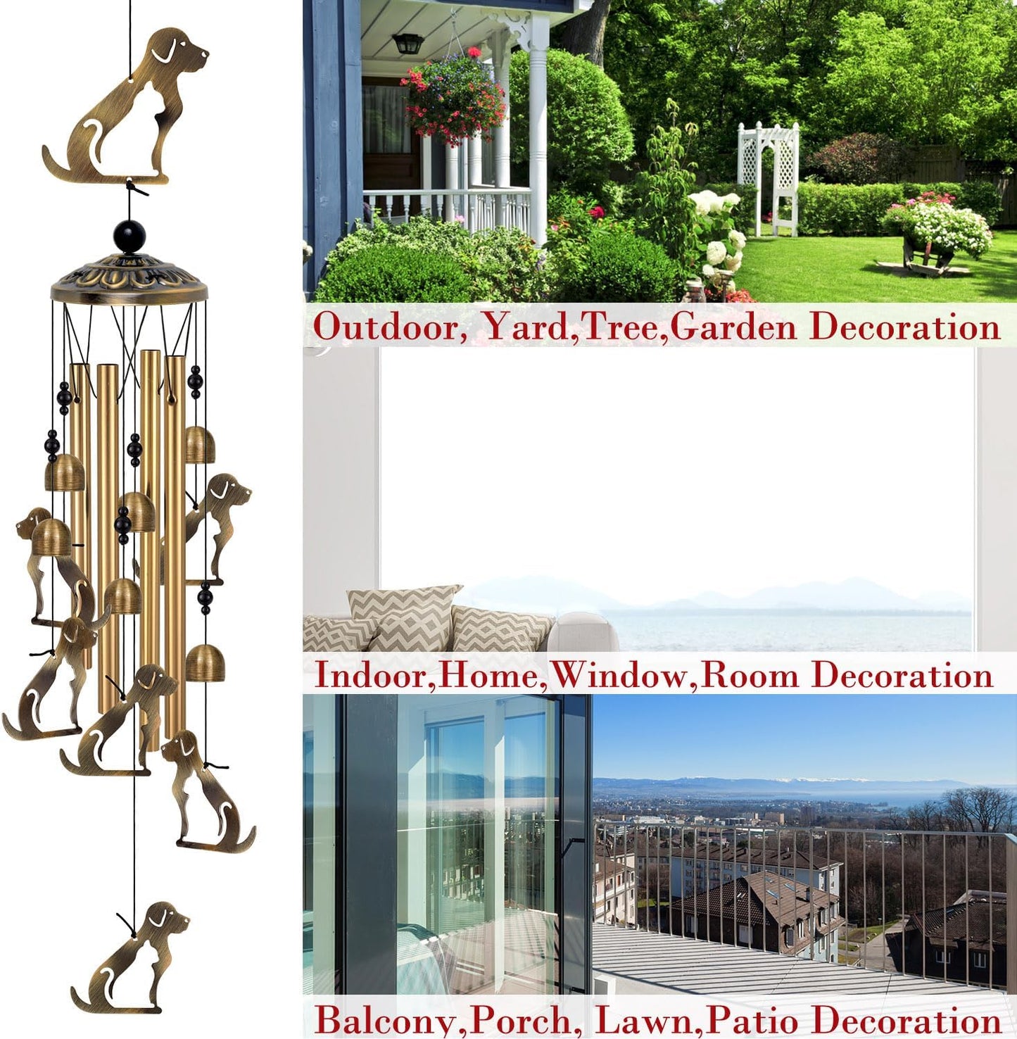 Outdoor Dog Wind Chimes Decor, Mobile Blessing Wind Bells Decorate, Sympathy Wind Catcher, Memorial Gifts for Mom, Grandma, Woman (Housewarming/Outside/Indoor/Home/Room/Porch/Yard/Garden Decoration)
