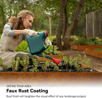 Worth Galvanized Steel Landscape Edging 4.5" x25' Metal Garden Edging Roll Flexible Bender Border with 8Pcs Stakes for Lawn, Flower Bed Edges, Rust-Colored Painted