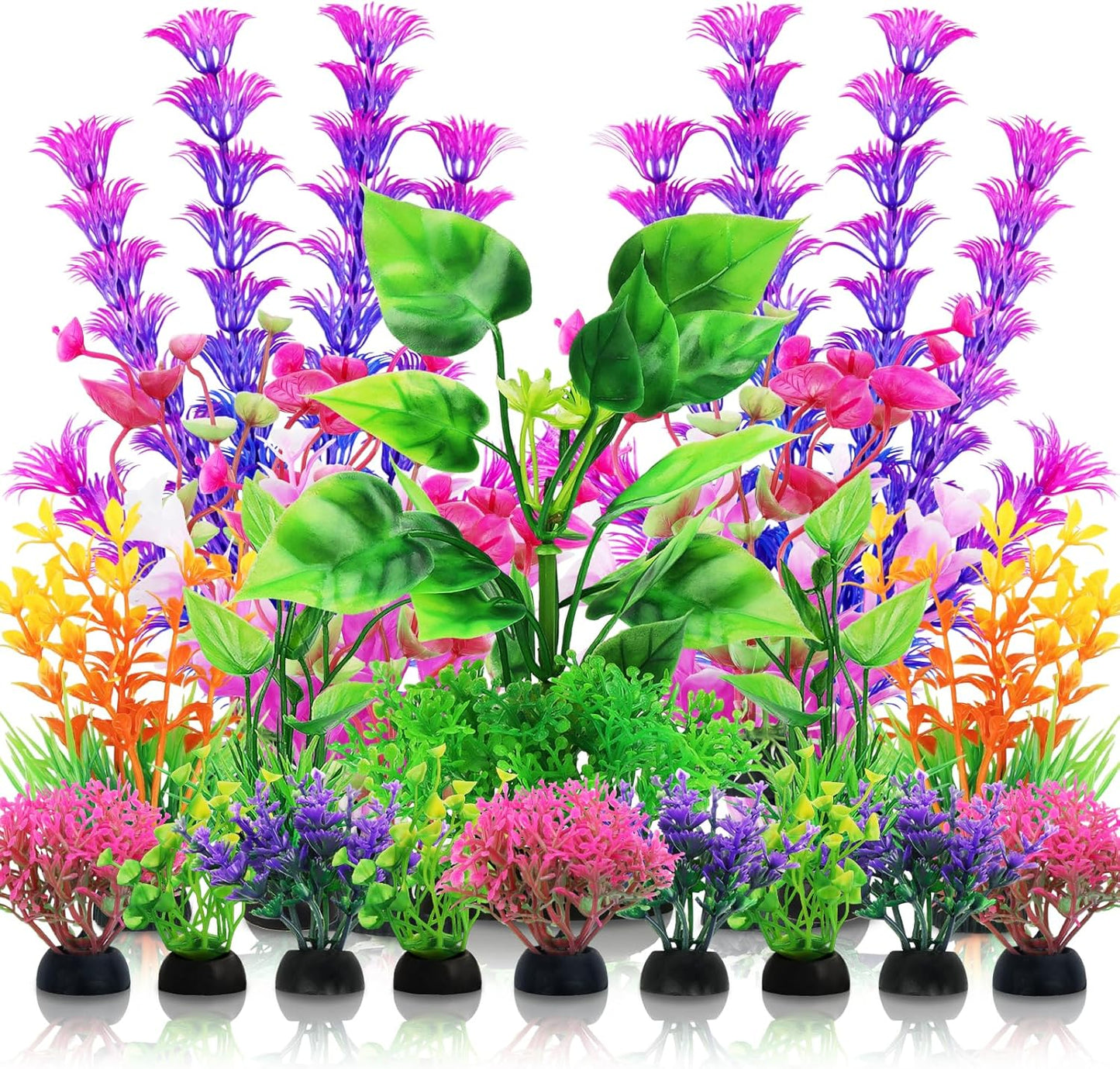Aquarium Decorations Plants, 20pcs Aquarium Decor Plants, Colorful Fish Tank Accessories, Fish Tank Plants Plastic Decoration for Aquariums