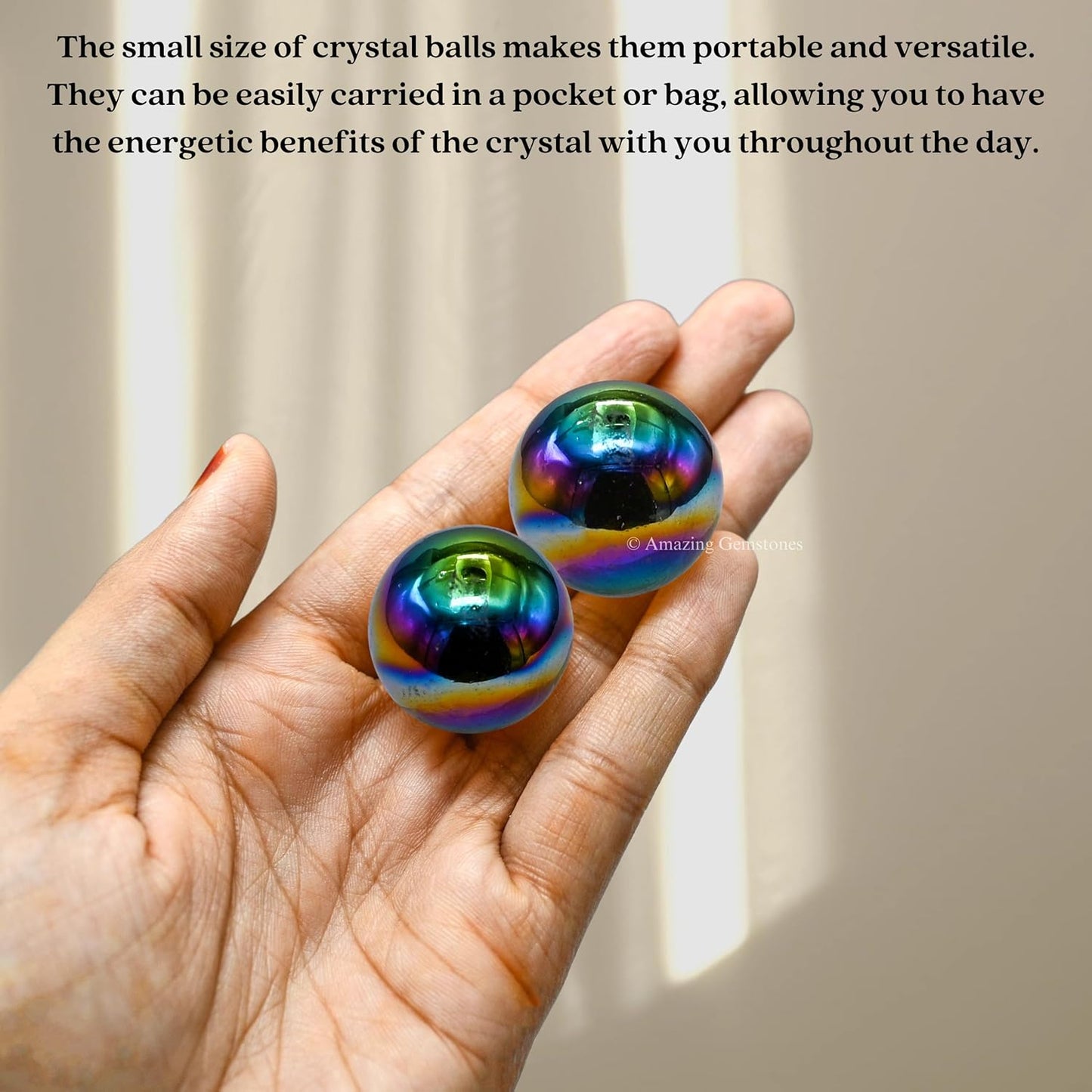 Amazing Gemstone Titanium Aura Rose Quartz Crystal Ball - 1 Inches Crystal Sphere Meditation Balls for Witchcraft and Decorative Balls - Crystals and Healing Stones Beginners Gift (Pack of 1)