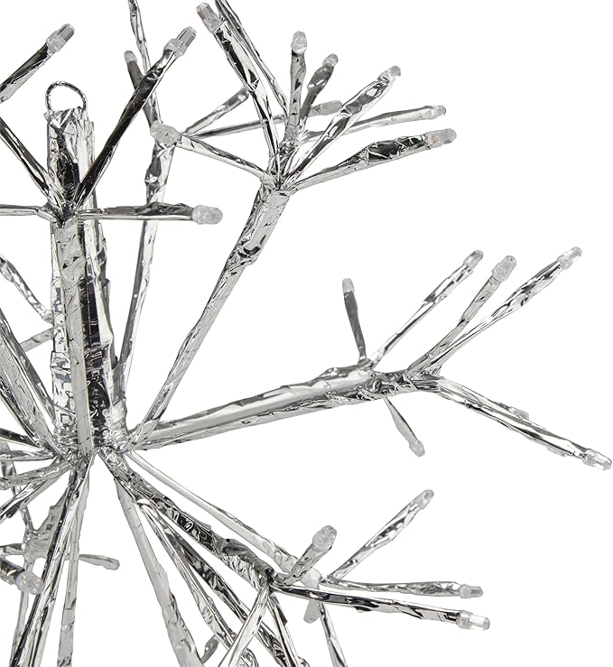 Alpine Corporation 16"H Indoor Holiday 3D Snowflake Hanging Ornament with LED Lights, White , Christmas Decoration