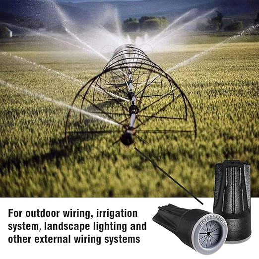Litoexpe 50 Pieces Waterproof Wire Connectors, Waterproof Wire Nuts Black Direct Burial Wire Nuts for Outdoor Landscape Lighting, Irrigation Valves, 0.93 x 0.47 Inch