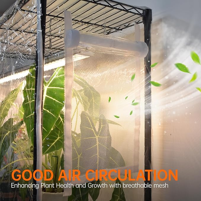 Bstrip Indoor Greenhouse with Grow Light, Plant Stand with 3 Pack Full Spectrum Plant Lights , 3 Color Modes, Plant Shelf with Tent for Indoor Plant, Seed Starting, Seed Tray, 35.4"x13.8"x59"