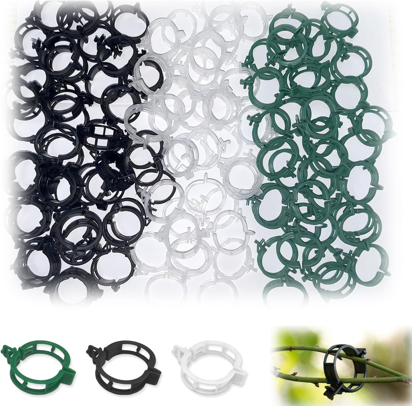 300 pcs Plant Support Clips, VEINARDYL Plastic Secured Garden Clips Trellis Clips for Climbing Plants Tomato Clips Vegetable Clips Flowers Stem Vine Fixing Clips for Plants Upright Outdoor Plants