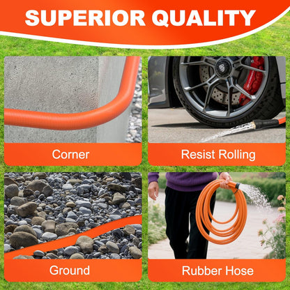 YOTOO Heavy Duty Hybrid Garden Water Hose 5/8-Inch by 50-Feet 150 PSI Kink Resistant, Flexible with Swivel Grip Handle and 3/4" GHT Solid Brass Fittings, Orange