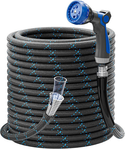 SPECILITE Garden Hose 50ft, 3-Layer Flexible Water Hose with 8 Pattern Spray Nozzle, Non-Expanding & Lightweight Stainless Steel Hose for Yard, Lawn, Outdoor-Leak Proof, No-kink & Tangle-free