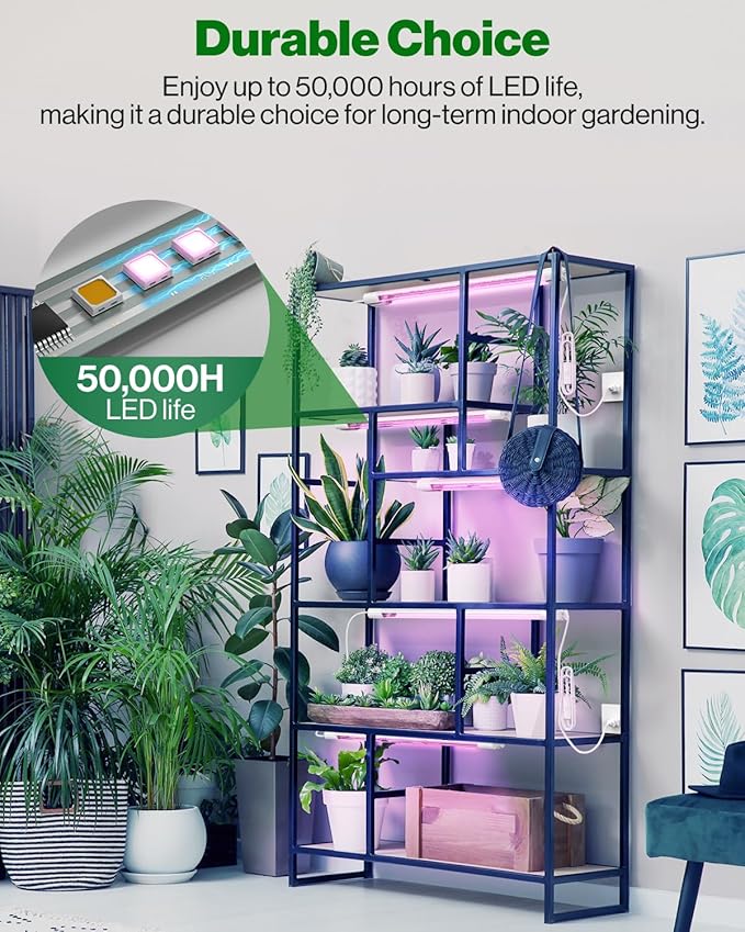 Sunco 8 Pack 2ft Grow Light LED, 20W, Full Spectrum, for Seed Starting, Seedling, Indoor Plants, Plug in Suspended Fixture, Link Up to 8, Inline Switch, ETL.