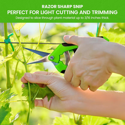 Garden Guru Razor Sharp Snip – Professional Garden Pruning Shears Trimmers Scissors – Super Sharp Micro-Tip Precision Stainless Steel Blades - Easy on Arthritic Hands - Soft Ergonomic Handles (2 Pack)