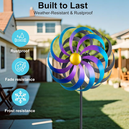 Wind Spinners Outdoor Yard Decorations, 16 Inches Wind Sculpture Metal Garden Art, Windmills for Yard Gardening Gifts for Women Mom Backyard, Patio, Garden Decor