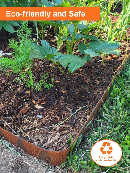 Vinci Landscape Edging Border, 40" L x 8" H 6Pack 20FT Total Rusted Corten Steel Garden Edging with Spikes, Sturdy Elegant Metal Lawn Broder for Flower Beds, Pathways, Paver Edges and Yard