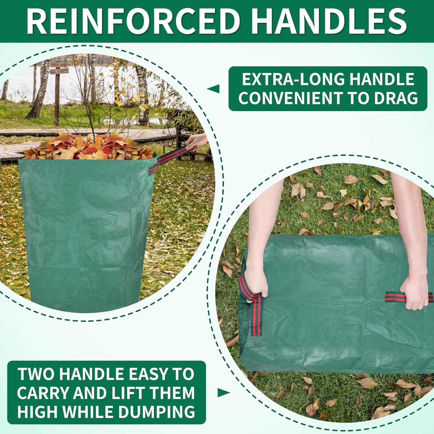 Hysagtek Leaf Collector Large Yard Dustpan - 53 Gallon Leaf Bags Leaves Collector Reusable Yard Waste Bags for Lawn Care, Camping & Recycling