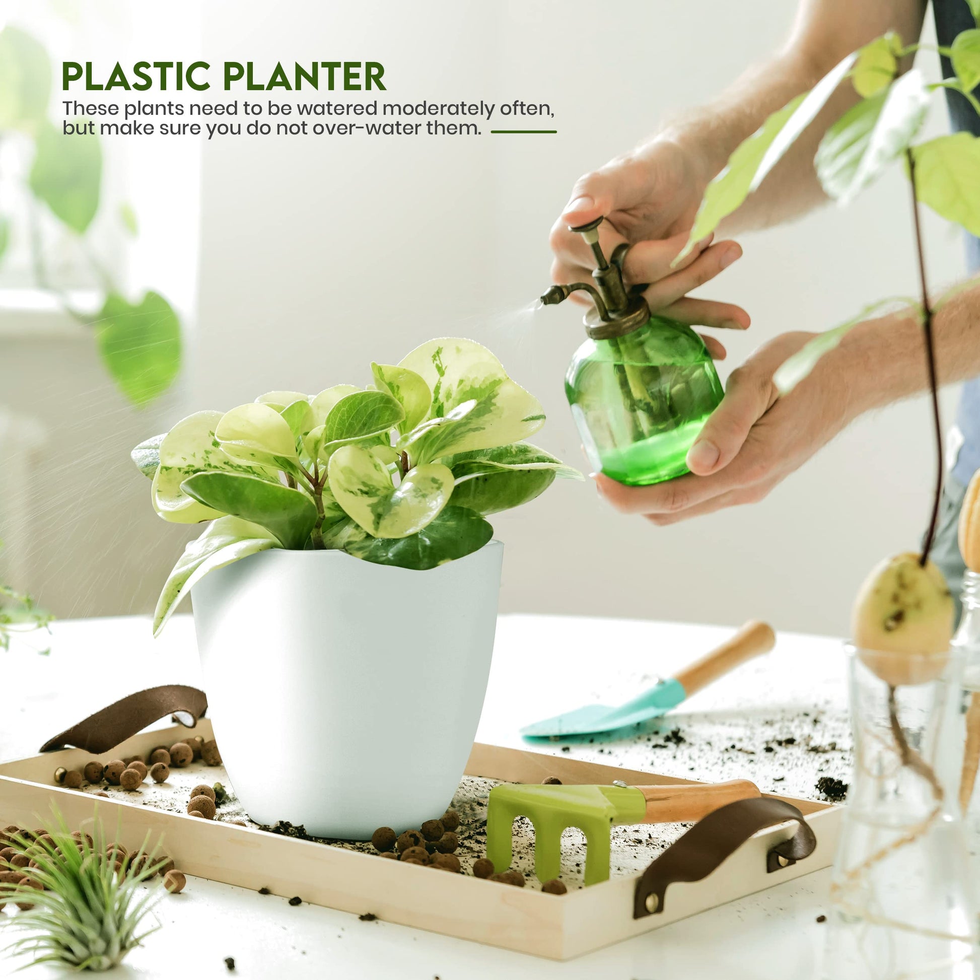 Plant Pots Indoor with Drainage, 5 Pack Multi-Size Planters Set, White