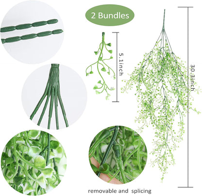 RECUTMS Fake Hanging Plants Artificial Ferns for Outdoor Hanging Faux Plants Vine Ivy Faux Fern Hanging Vines Wall Plants for Home Garden Party Wedding Decor (White 4P)