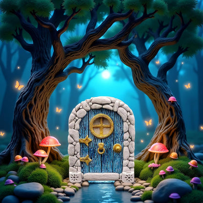 Blue Streak Archway Mini Fairy Garden Door for Tree, 3D Miniature Fairy Door for Fairytale Tiny House Doors, Bonsai Terrarium Micro Landscape Decoration Accessories Garden Miniatures