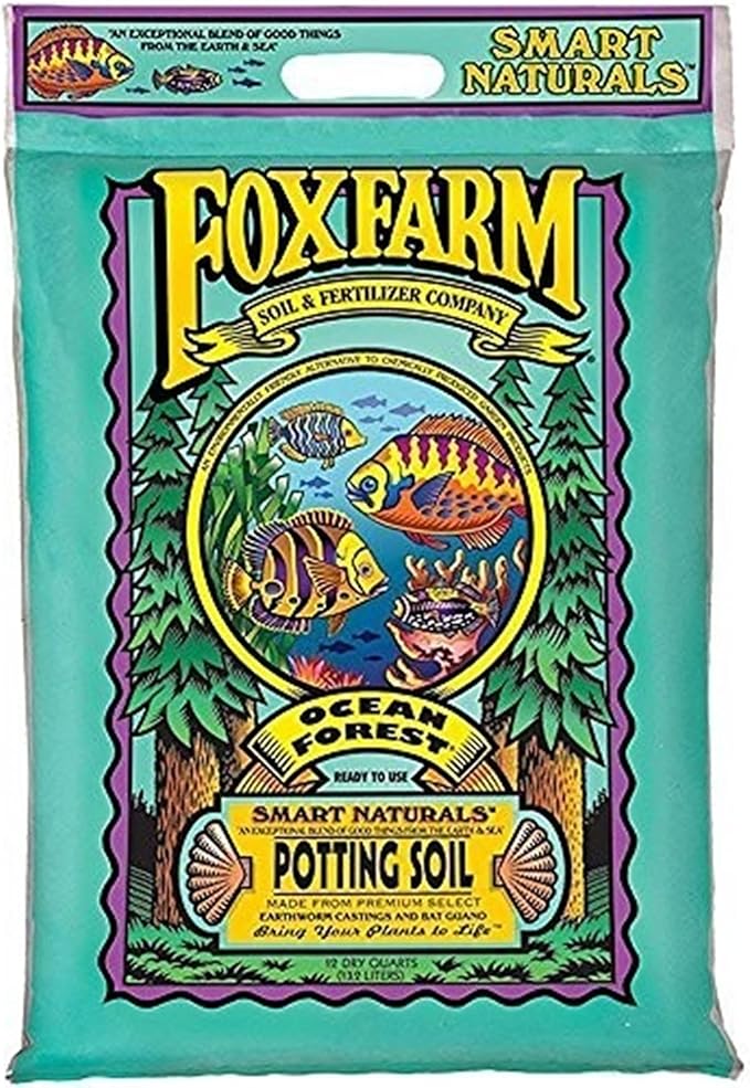 FoxFarm Ocean Forest Potting Soil, 12qt (Pack of 4) - Light, Aerated Texture, Designed for All Container Plants - pH Adjusted for Optimal Nutrient Uptake, Effectively Retains Moisture