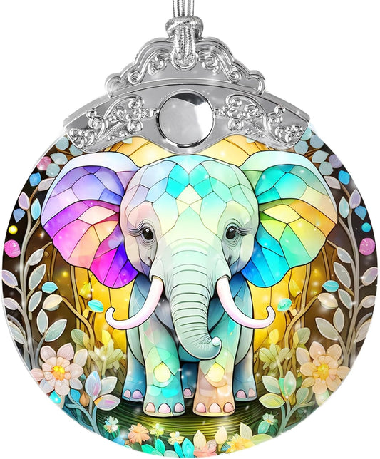 Stained Glass Suncatcher, Jocidea Elephant Ornament, Christmas Ornaments, Holidays Ornaments