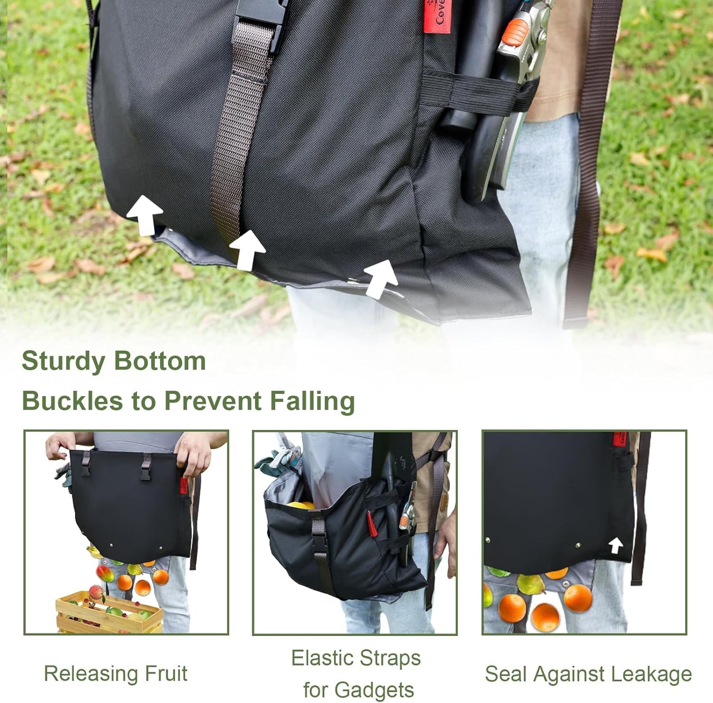 Extra Size Gardening Apron Waterproof Cross Back Apron Women, 600D Polyester Heavy Duty Men Apron Harvest Bag