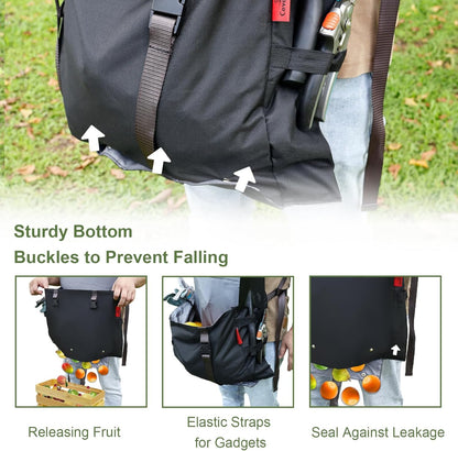 Extra Size Gardening Apron Waterproof Cross Back Apron Women, 600D Polyester Heavy Duty Men Apron Harvest Bag