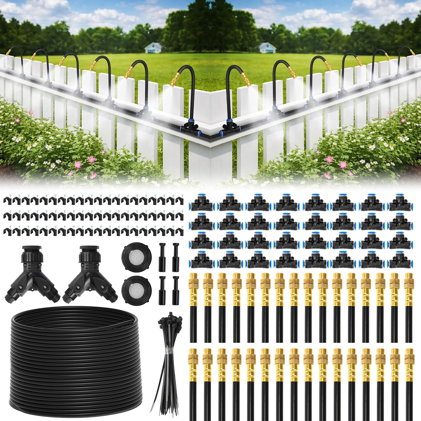 Pro-Series Drip Irrigation System, 200FT 1/4" Garden Watering System with 32pcs 360° Bendable