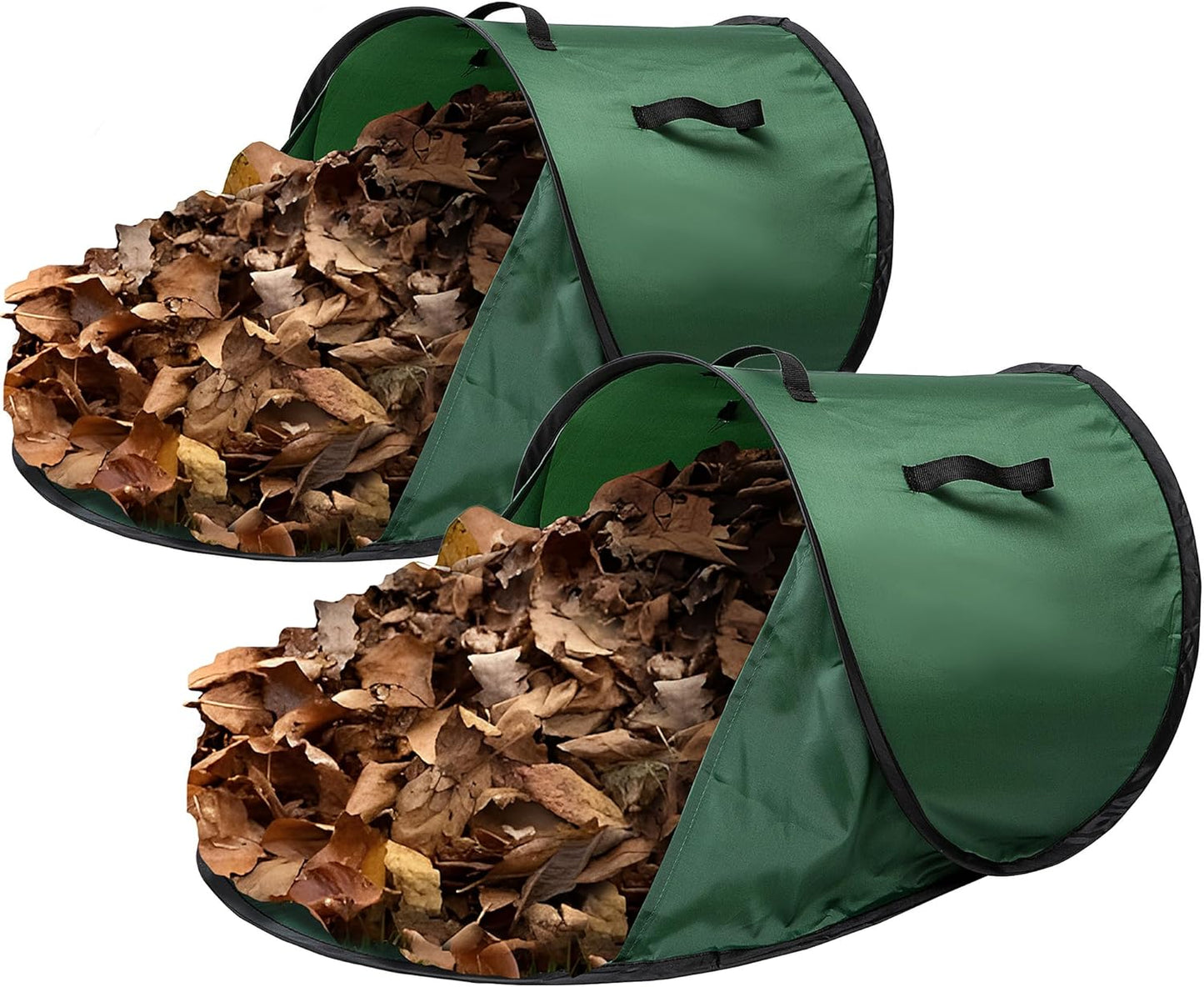 2 Pcs Foldable Pop Up Leaf Collector, Miniature Leaves Pickup and Loader Bag, Lawn Portable Leaf Bags for Cleaning Up Garden Weeds Branches Waste Trash