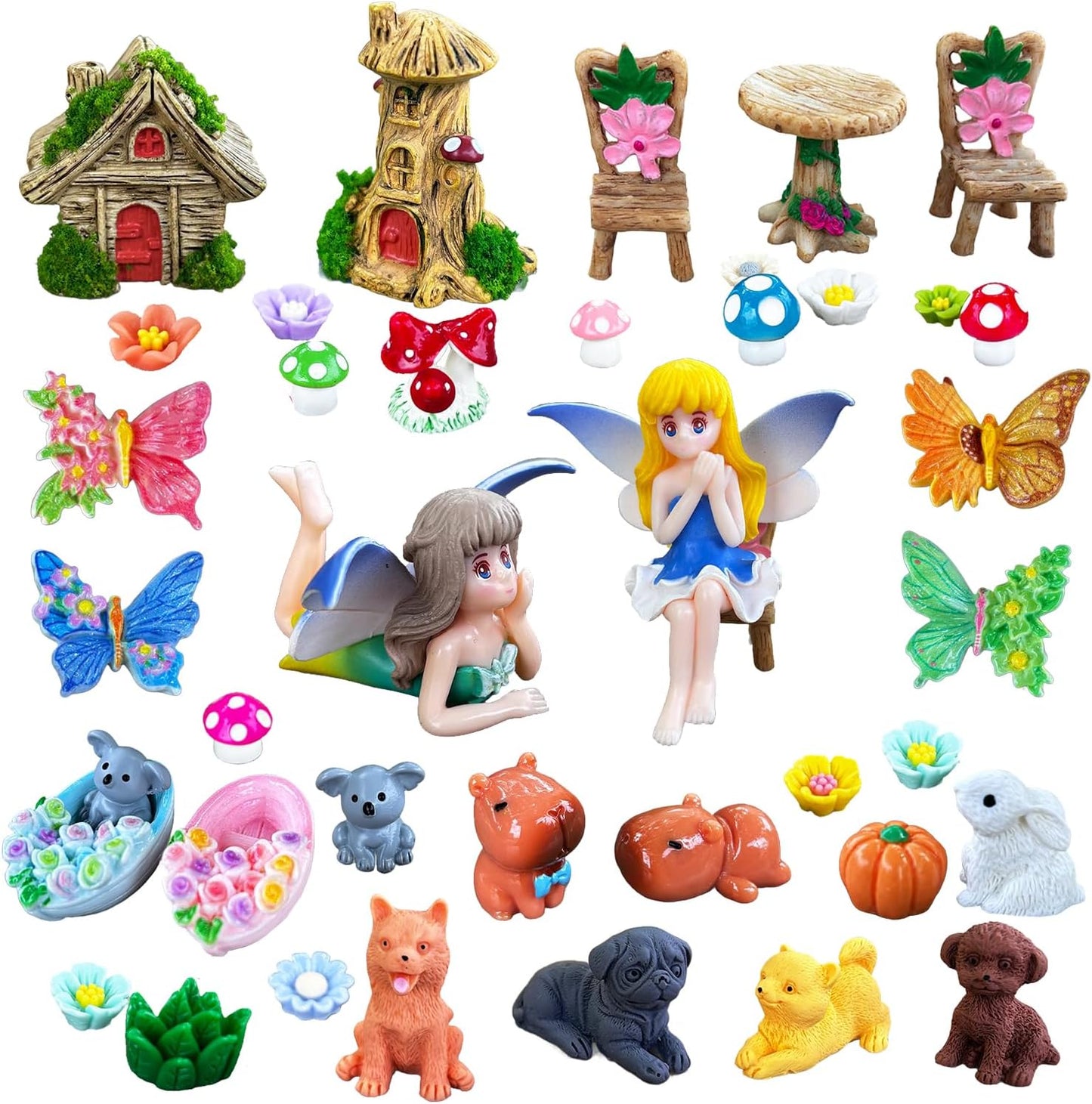 Miniature Fairy Garden Accessories 40 PCS Fairy Garden Kit for Fairy Garden Decor, Fairy Garden Figurines for Terrarium Decor, Mini Fairy Garden Supplies for Potted Landscape and Dollhouse