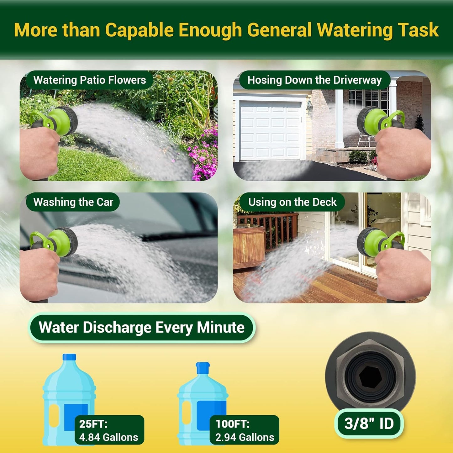 Garden Hose - Water Hose 25 FT with Swivel Handle, Flexible, Heavy Duty, No Kink, Lightweight Metal Hose for Outdoor, Yard, 304 Stainless Stee